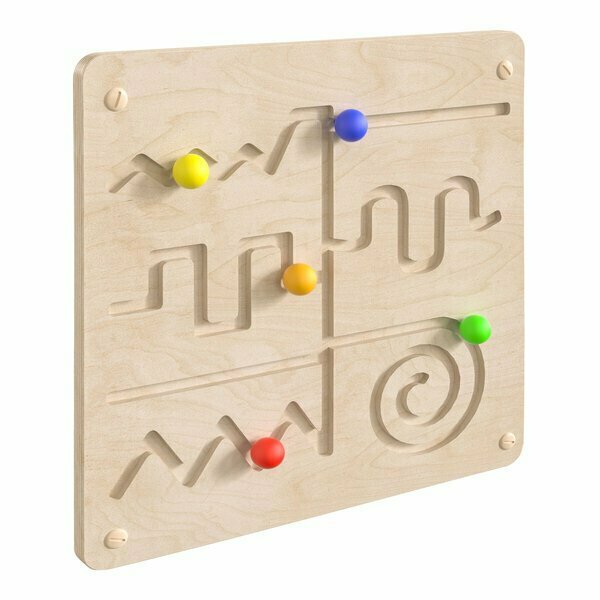 Flash Furniture Bright Beginnings 18'' x 18'' Wooden STEAM Maze Motor Skills Wall Activity Board 354MKME14337